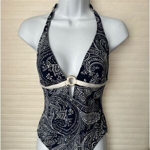 Ralph Lauren Navy & White Paisley one piece bathing suit